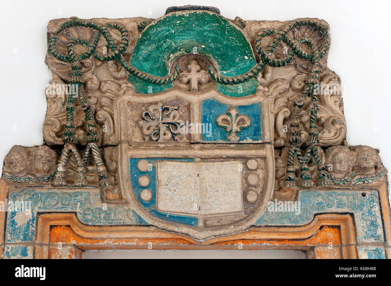 Provincial museum - shield of the bishop Francisco Izquierdo and Tavira, Lugo, Region of Galicia, Spain, Europe Stock Photo