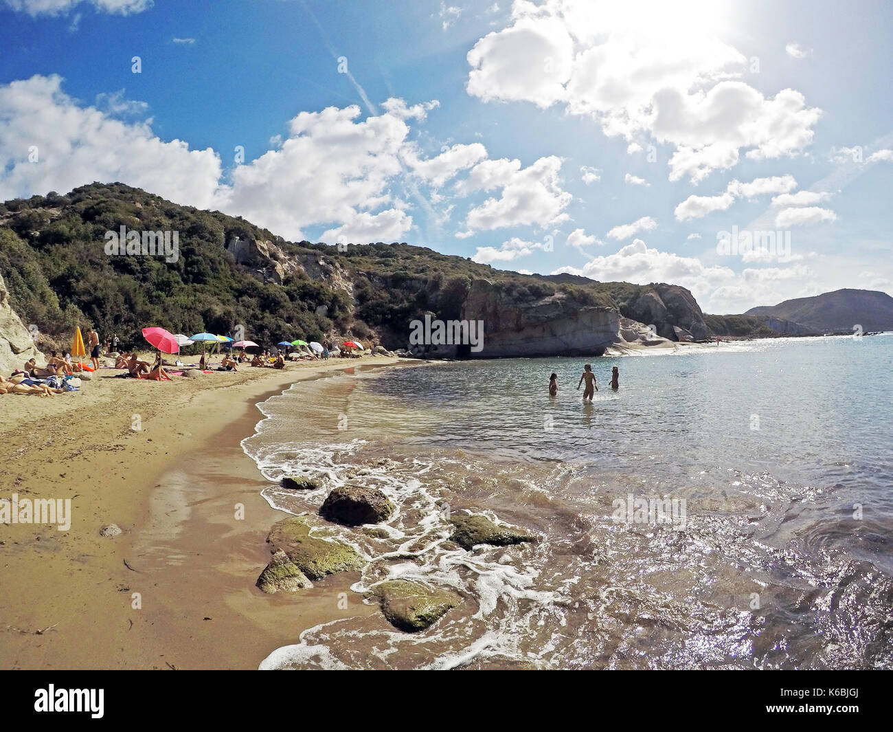 Amazing view at mediterranean coast and S'Abba Druche beach near Bosa.  Location: Bosa , Province of Oristano, Italy, Europe Stock Photo - Alamy