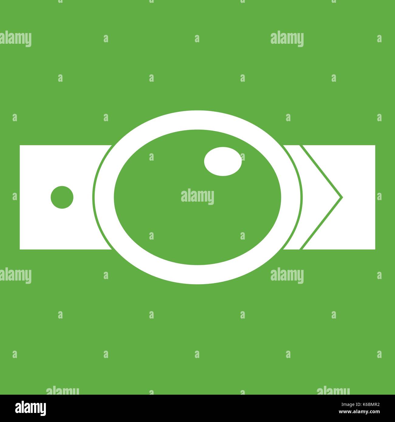 Belt with oval shaped buckle icon green Stock Vector