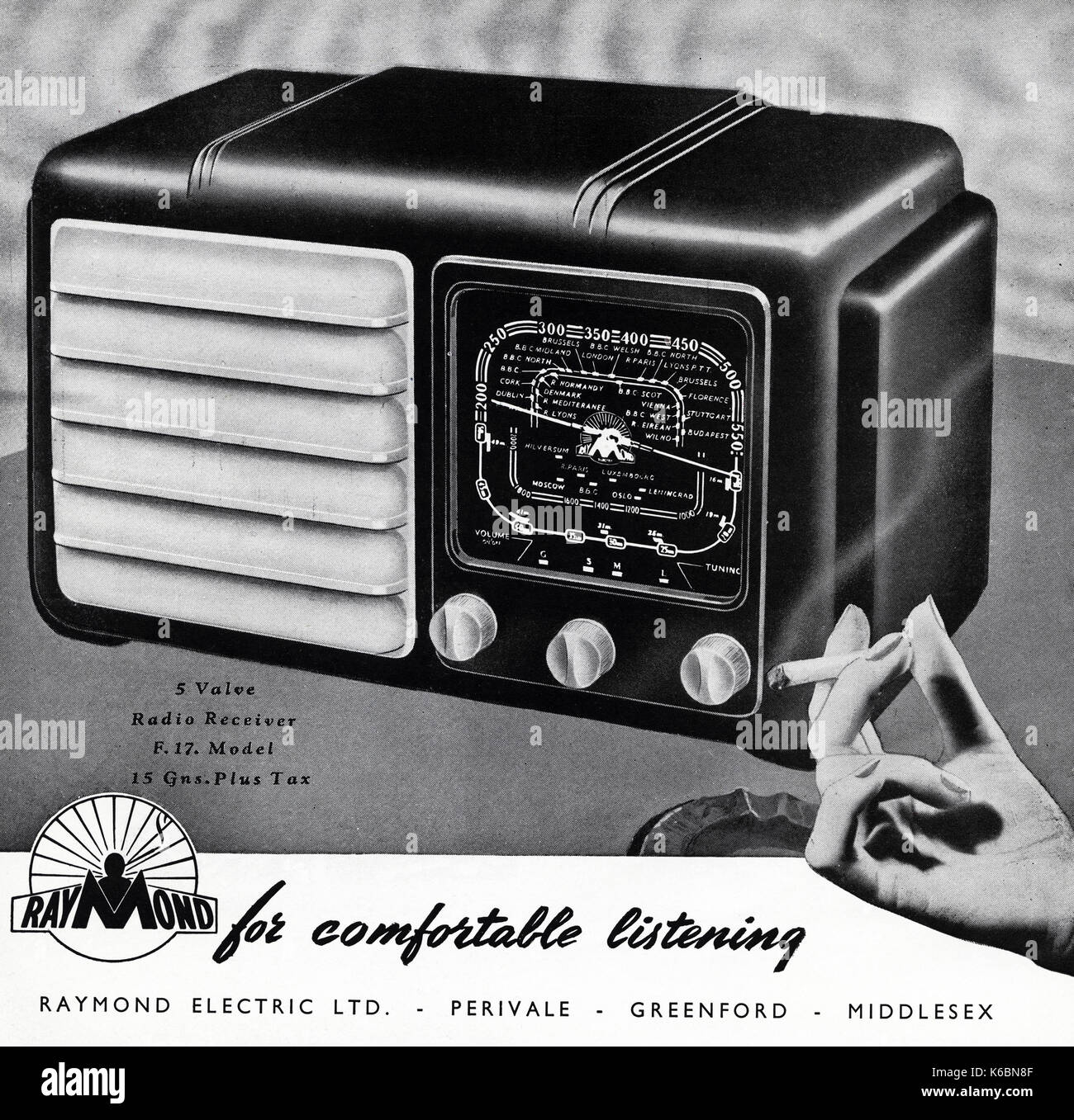 1940s old vintage original advert advertising radio by Raymond Electric Ltd in magazine circa 1947 when supplies were still restricted under post war rationing Stock Photo Alamy