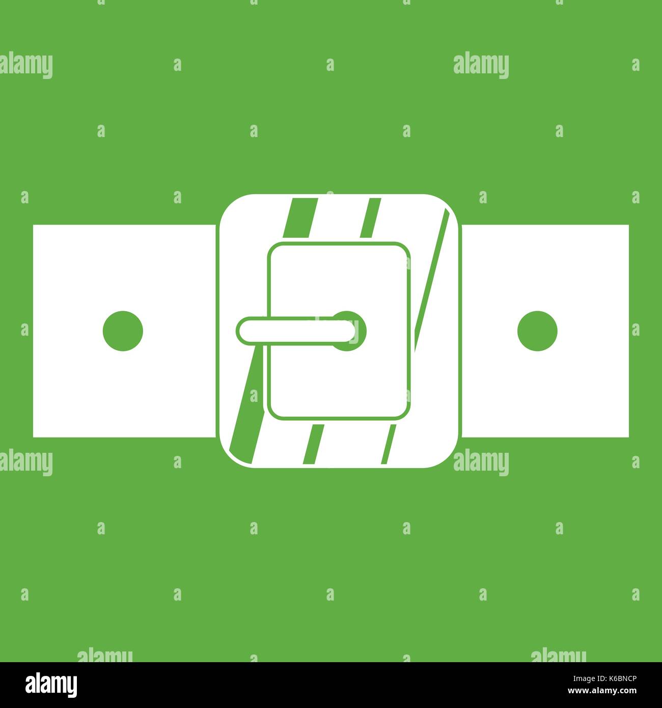 Square belt buckle icon green Stock Vector