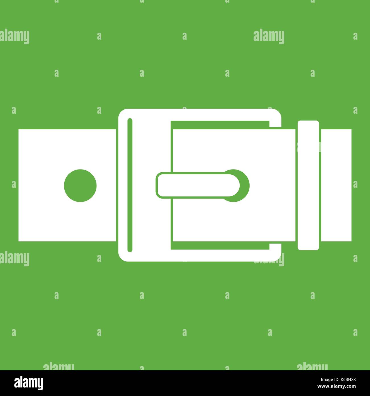 Belt with square buckle icon green Stock Vector