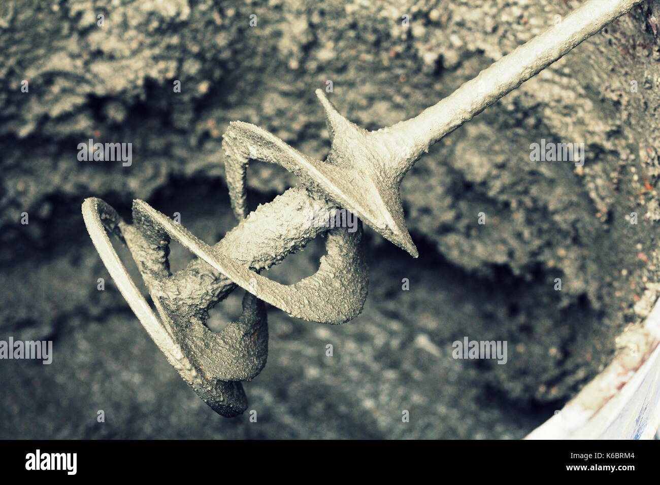 concrete mixing with electrical drill and mixer Stock Photo Alamy