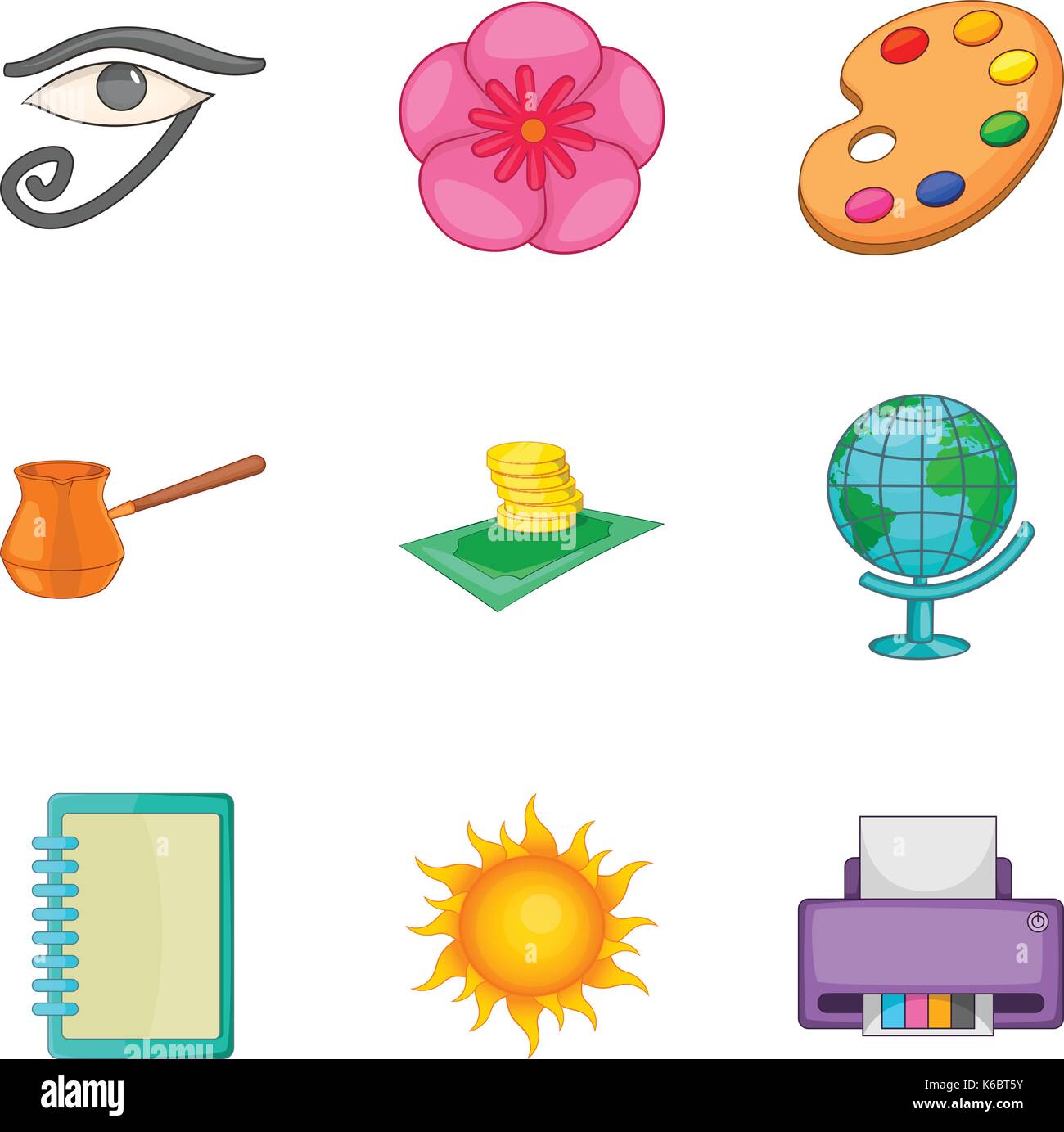 Art icons set. Cartoon set of 9 art vector icons for web isolated on ...