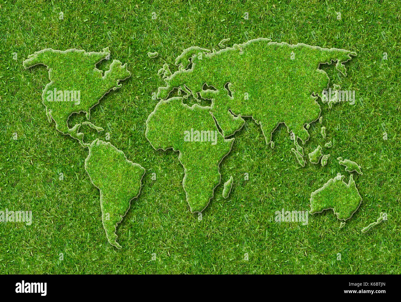 green map of the world, global environment concern and earth day concept Stock Photo