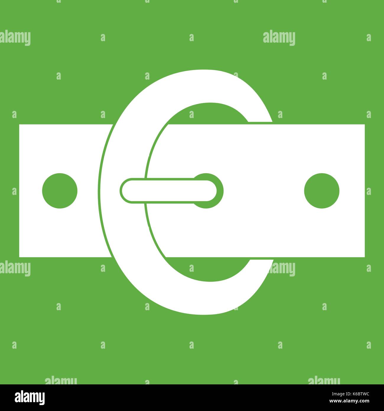 Buckle belt icon white isolated on green background. Vector illustration Stock Vector