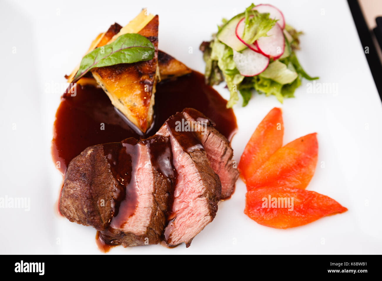 Beef fillet with potato Stock Photo - Alamy