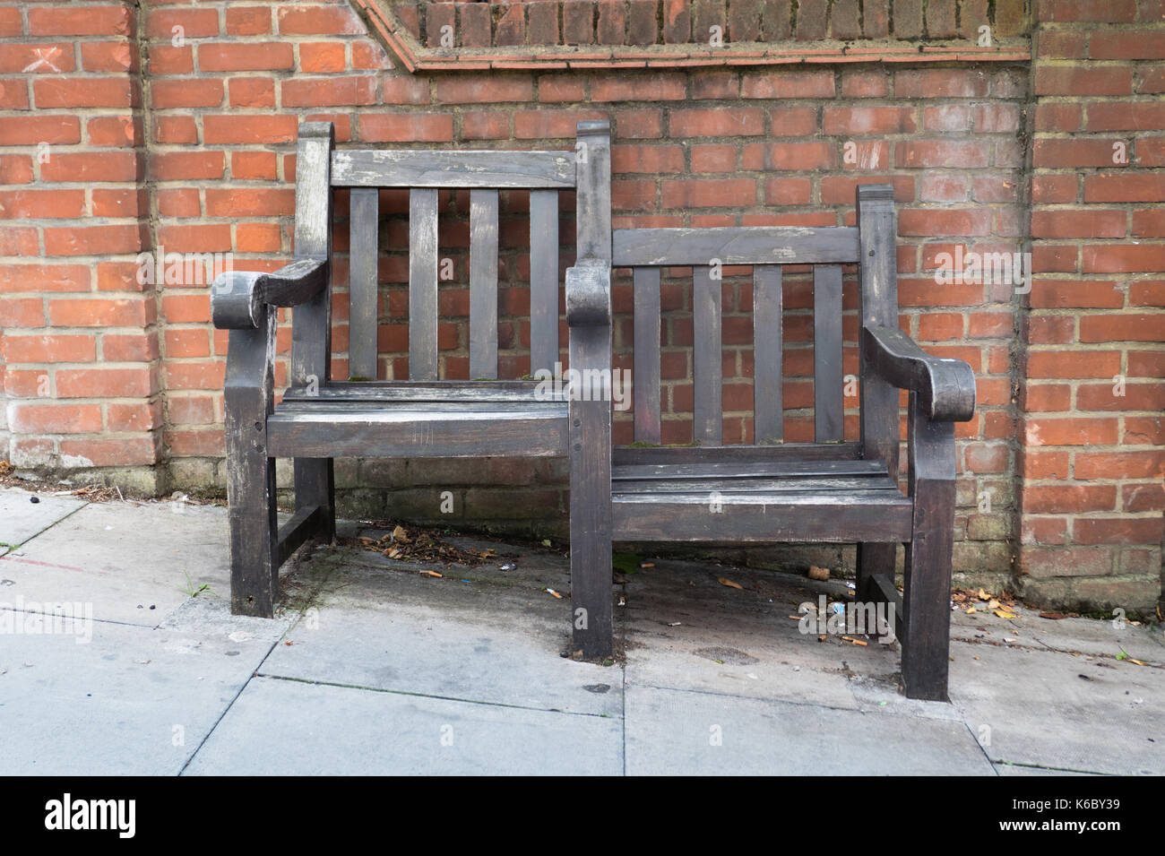 A split level bench on a steep hill in Hampstead, London, UK Stock Photo