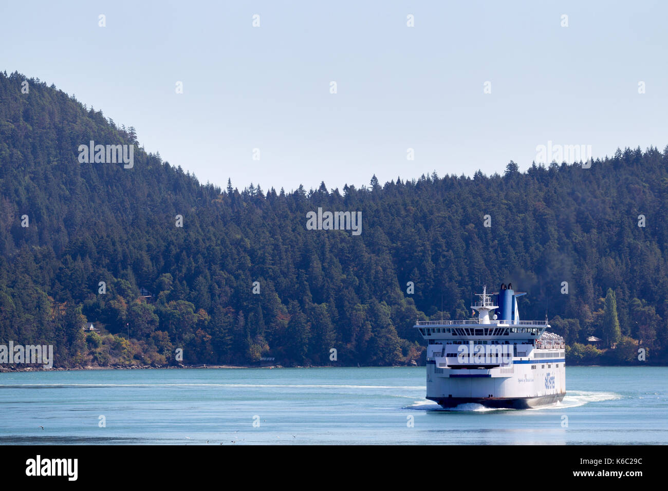 The Spirit of British Columbia, a ferry of BC Ferries, between the Gulf Islands at Vancouver Island, British Columbia, Canada. Stock Photo