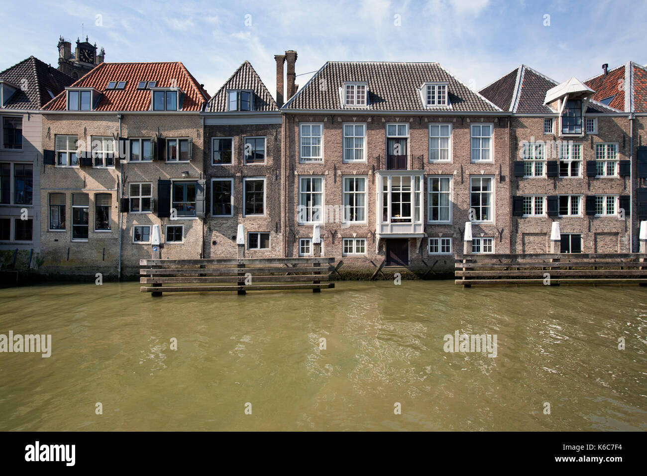 Canal houses in Dordrecht in the Netherlands Stock Photo