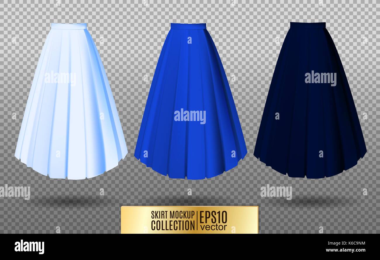 Vector illustration of different model skirt on transparent background