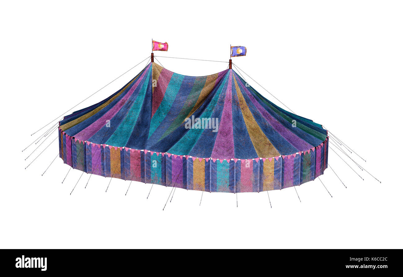 3D rendering of a vintage carnival big tent isolated on white ...