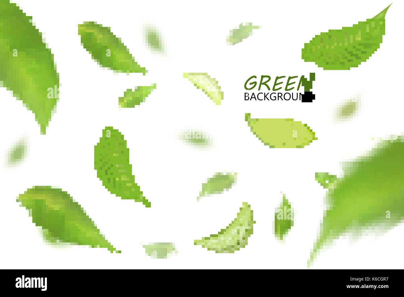Blurred fresh flying green leaves, quality 3d imitation. Vector Stock ...