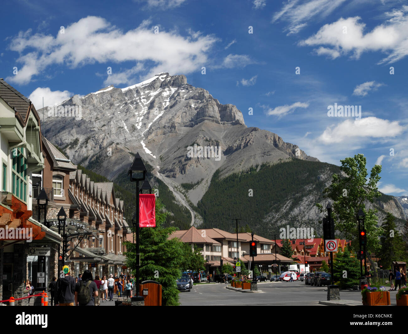 Mount Norquay from Banff Avenue, Banff, Alberta, Canada. Stock Photo