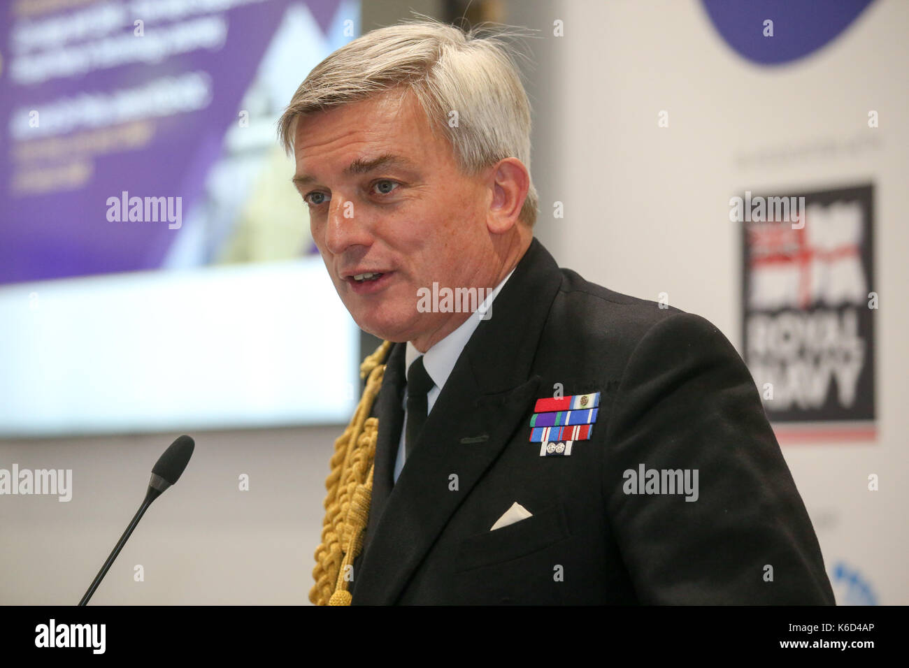 London, UK. 12th September, 2017. Admiral Sir Philip Jones, delivers