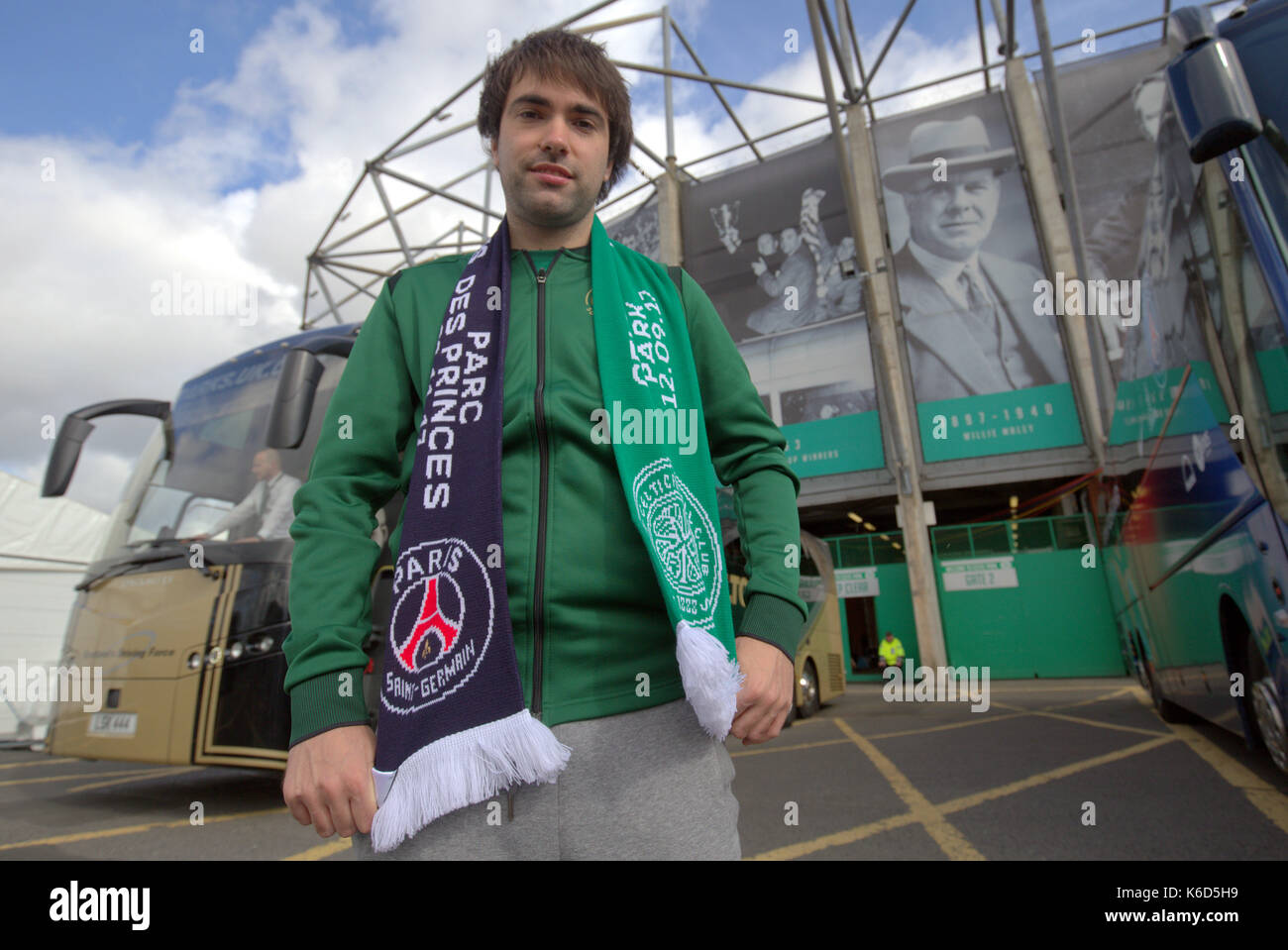 Glasgow, Scotland, UK. 12th Sep, 2017. Paris Saint-Germain Football Club, commonly known as PSG play Glasgow Celtic in the Champions league tonight .A basque fan traveled to Glasgow from Spain . Credit: gerard ferry/Alamy Live News Stock Photo