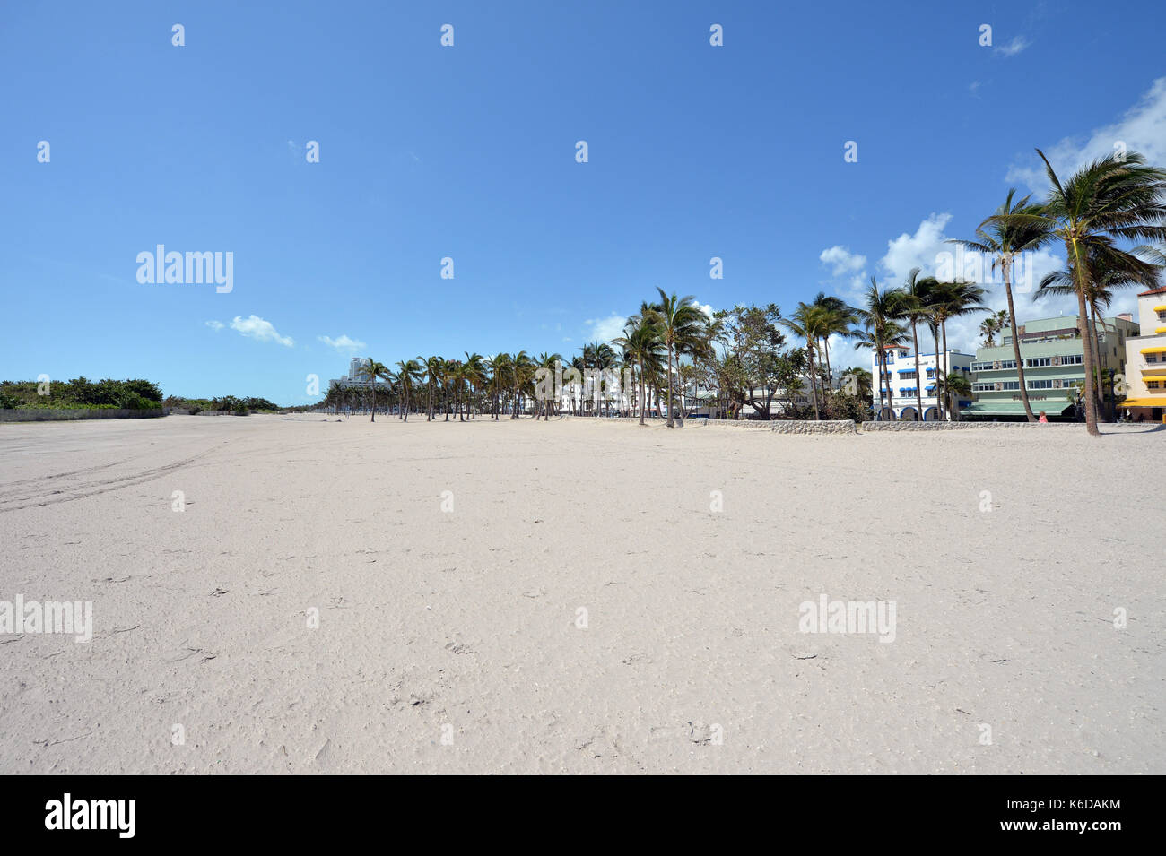 MIAMI BEACH, FL - SEPTEMBER 12: (EXCLUSIVE COVERAGE) ***NO NY DAILIES*** Residents waited hours to get over the causeway to return to South Beach after a mandatory evacuation only to find the Effects of Extreme Category 5 Hurricane Irma. The beach, Ocean Drive, Collins Ave, Miami Marina and even the Miami Port which are always packed with people, boats and cruise ships were all empty and had almost an erie dead calm to it as millatary black hawk helicopters patrolled the beaches as residents returned to their home's and business on September 12, 2017 in Miami Beach, Florida People: Ocean Stock Photo