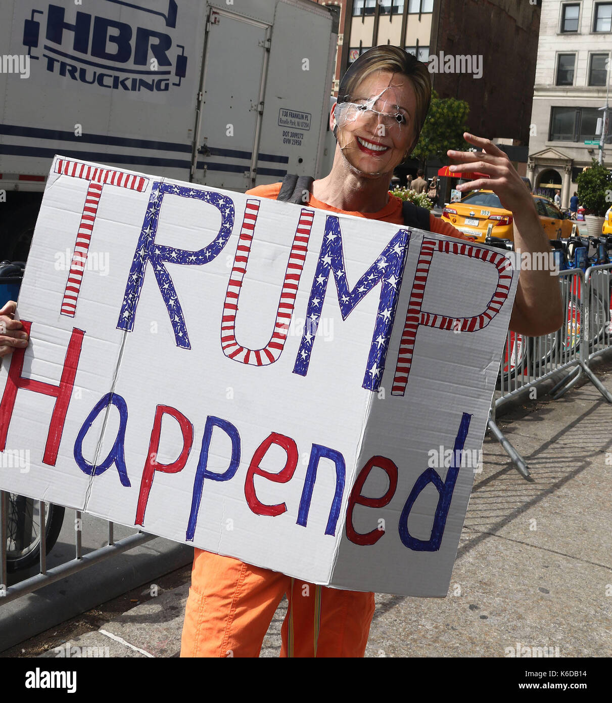 New York, New York, USA. 12th Sep, 2017. An anti- Hillary Clinton ...