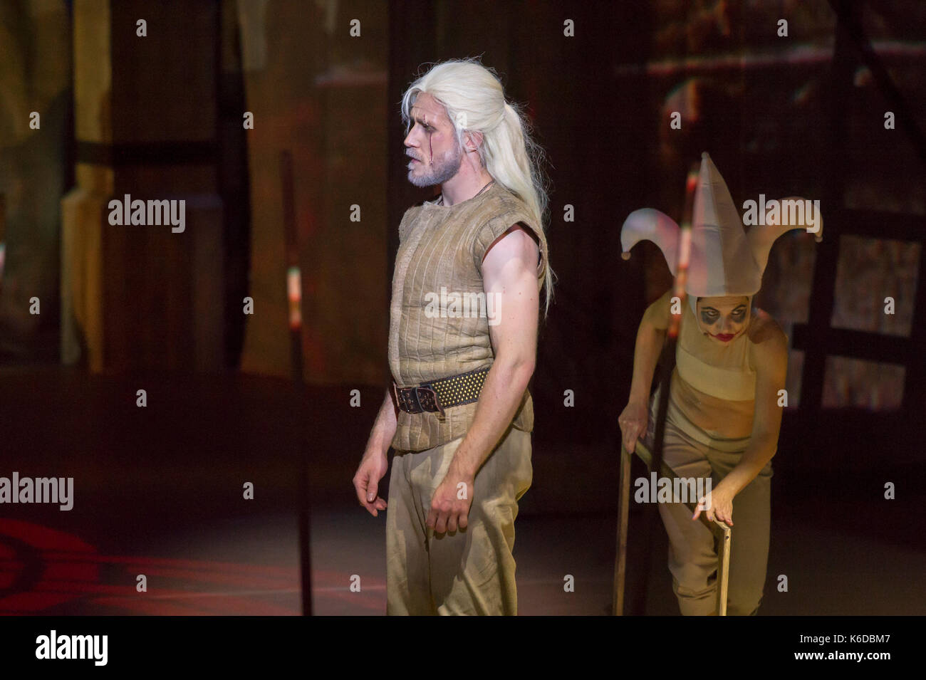 Krzysztof Kowalski as Geralt of Rivia during a media rehearsal of The Witcher musical in Music Theatre in Gdynia, Poland 12 September 2017 © Wojciech Strozyk / Alamy Live News Stock Photo