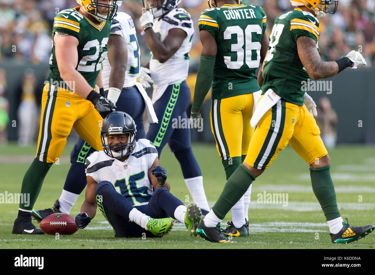 Seattle Seahawks wide receiver Tyler Lockett (16) looks on during an NFL  pre-season football game against the Minnesota Vikings, Thursday, Aug. 10,  2023 in Seattle. (AP Photo/Ben VanHouten Stock Photo - Alamy