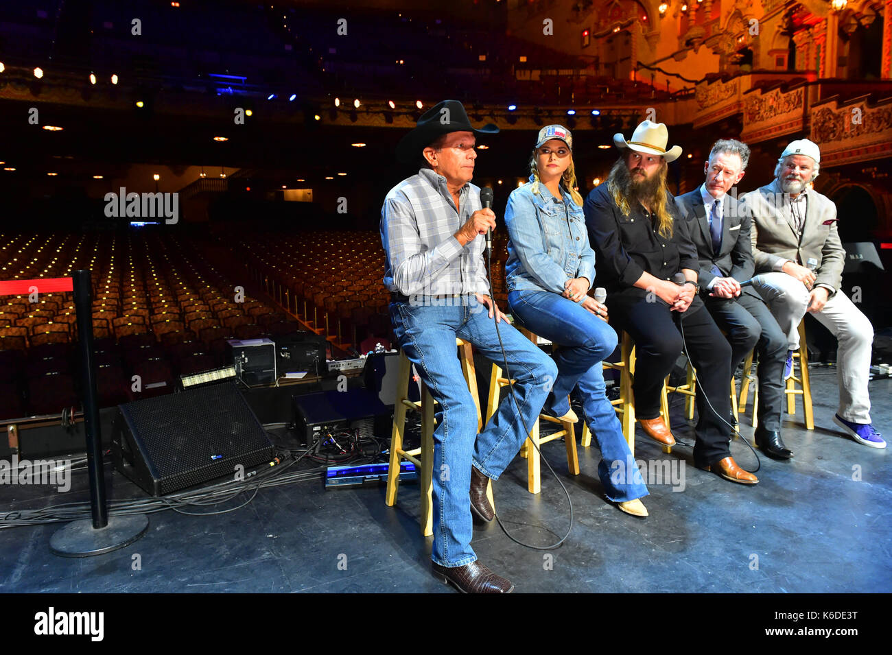 September 12, 2017 - Performers GEORGE STRAIT, MIRANDA LAMBERT, CHRIS  STAPLETON, LYLE LOVETT, and ROBERT EARL KEEN during a press conference at  the Majestic Theater in San Antonio talking about STRAIT's Hand