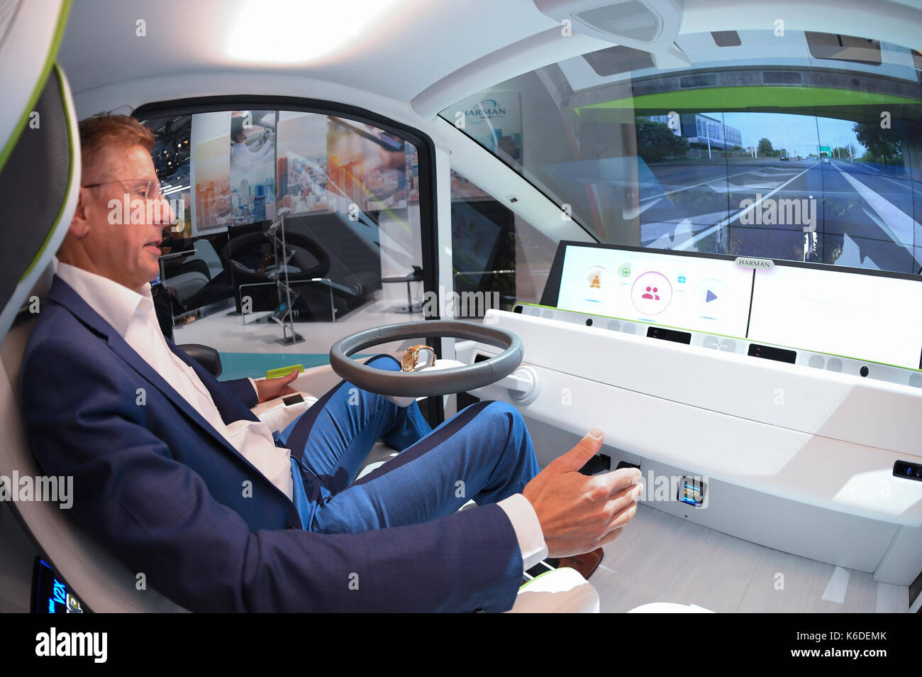 Hannes Roth presents how to control a car via gestures at the stand of ...