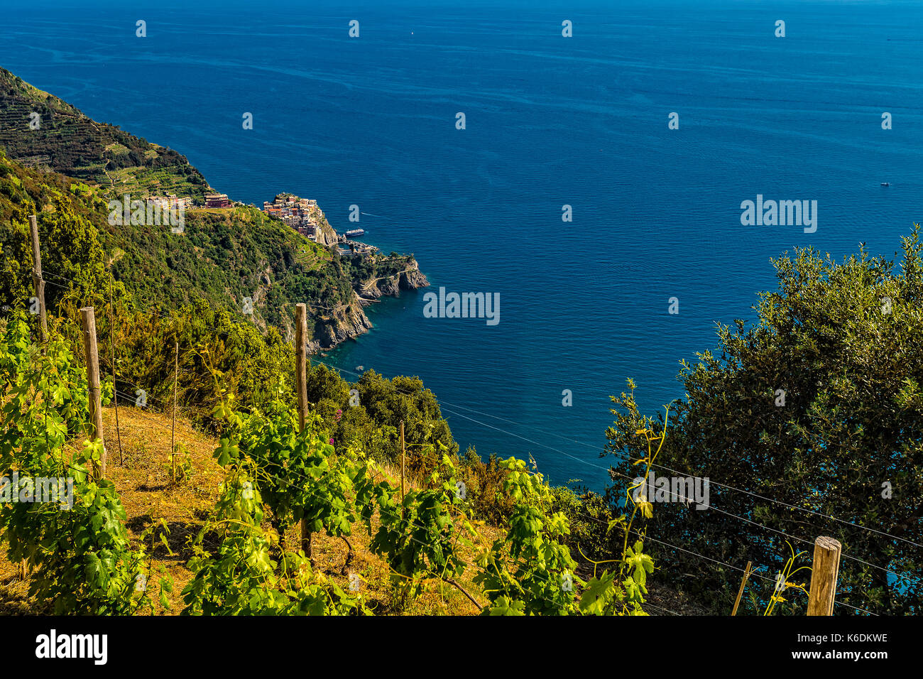 Italy Liguria 5 Terre National Park - Mararola seen from Volastra Stock Photo