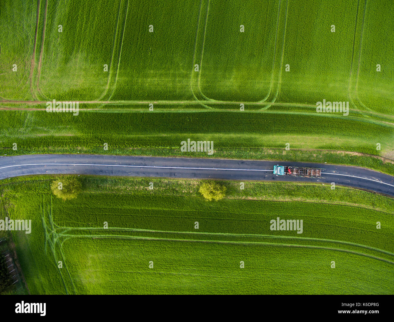Farmland from above - aerial image of a lush green filed Stock Photo ...