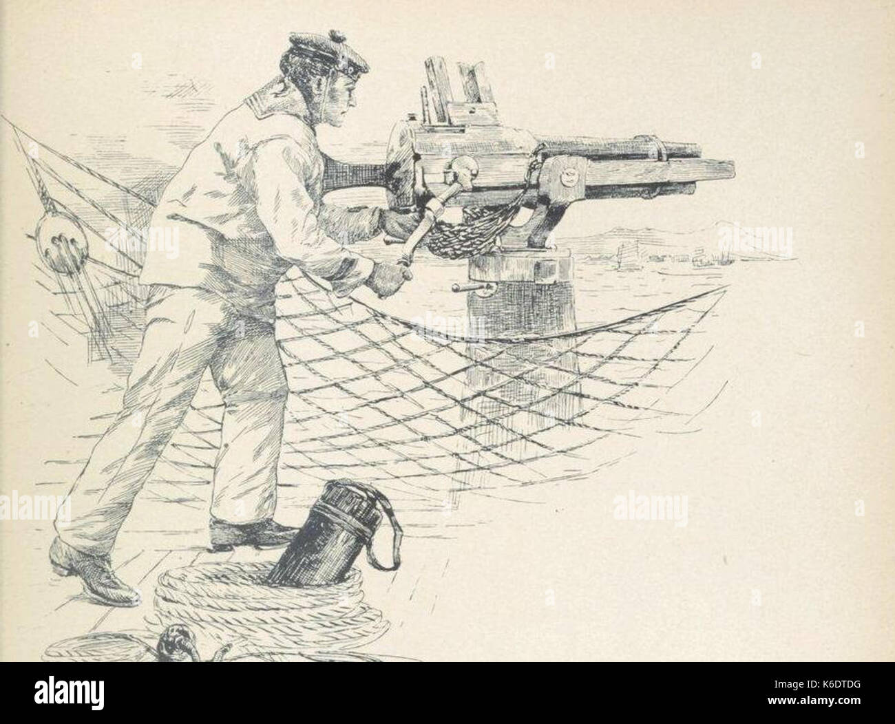 Canon revolver Hotchkiss sur un navire de guerre francais dans les