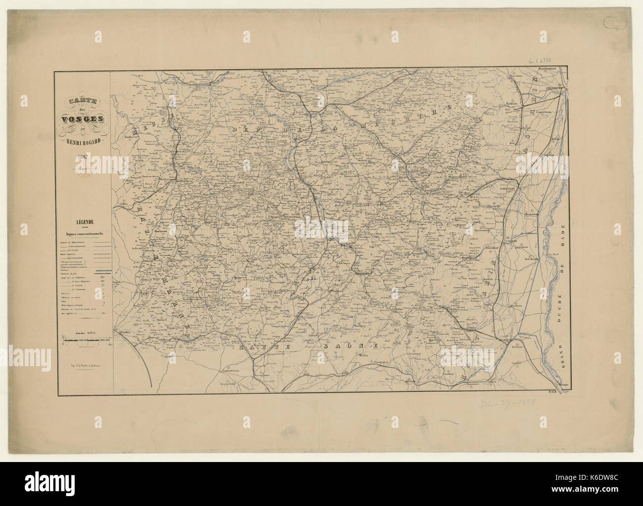 Carte des Vosges 1867 Stock Photo - Alamy
