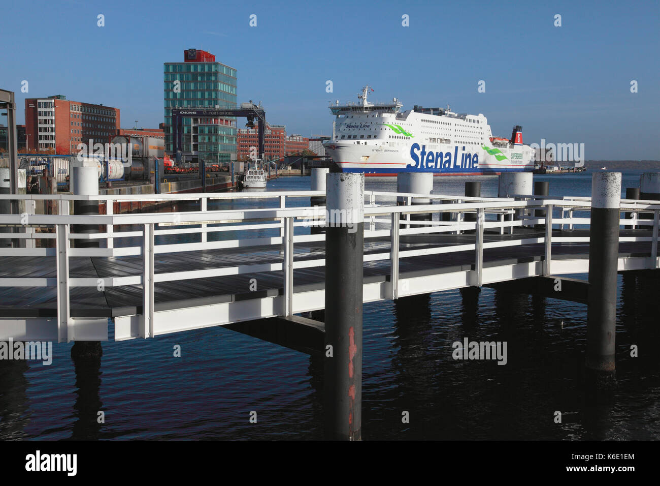The Stena Line ferry Stena Germanica docked in Kiel harbour northern Germany Stock Photo