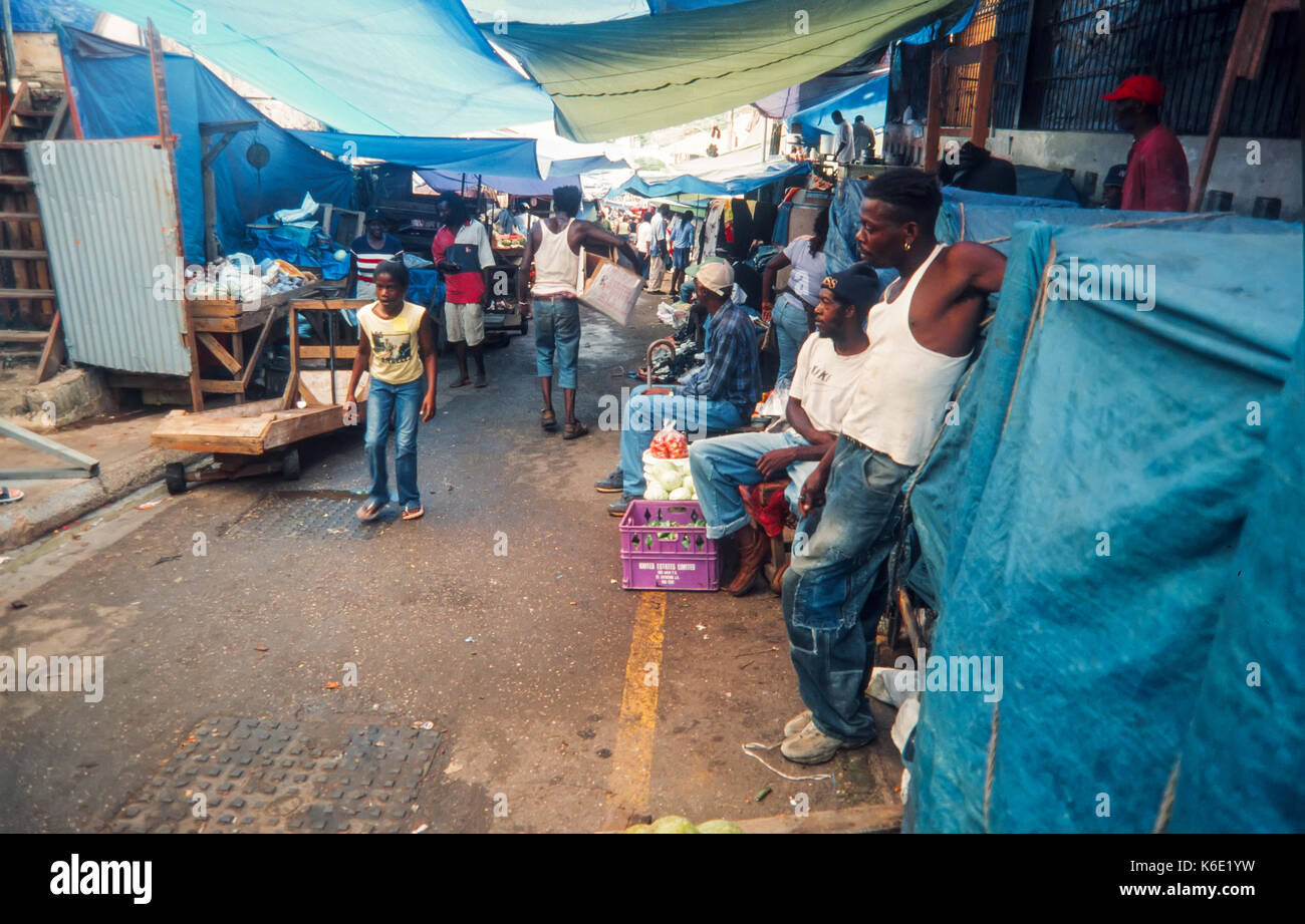 Streets of Jamaica. Local Market. Stock Photo