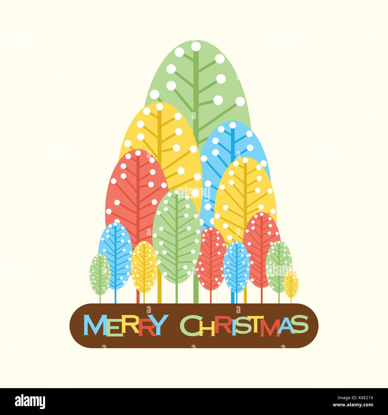 colorful tree make christmas tree shape, merry christmas tree template Stock Vector