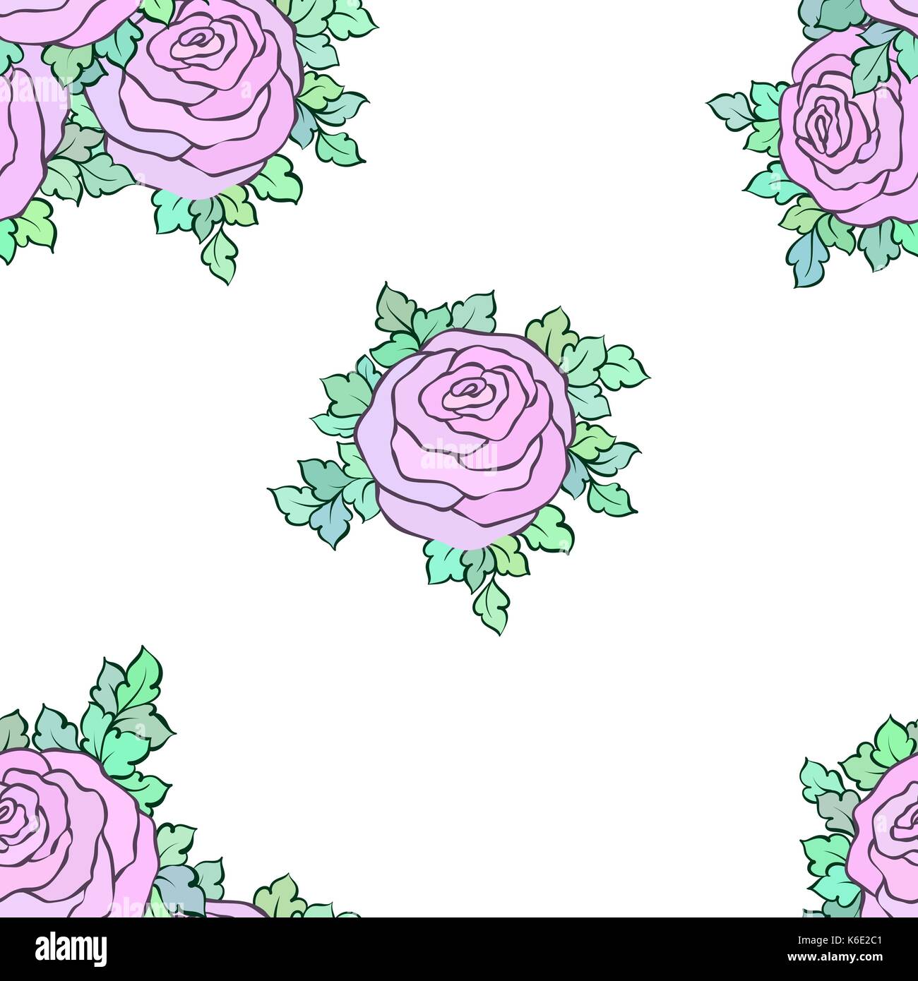 Floral decorative colorful bright wallpaper with cute roses, seamless ...