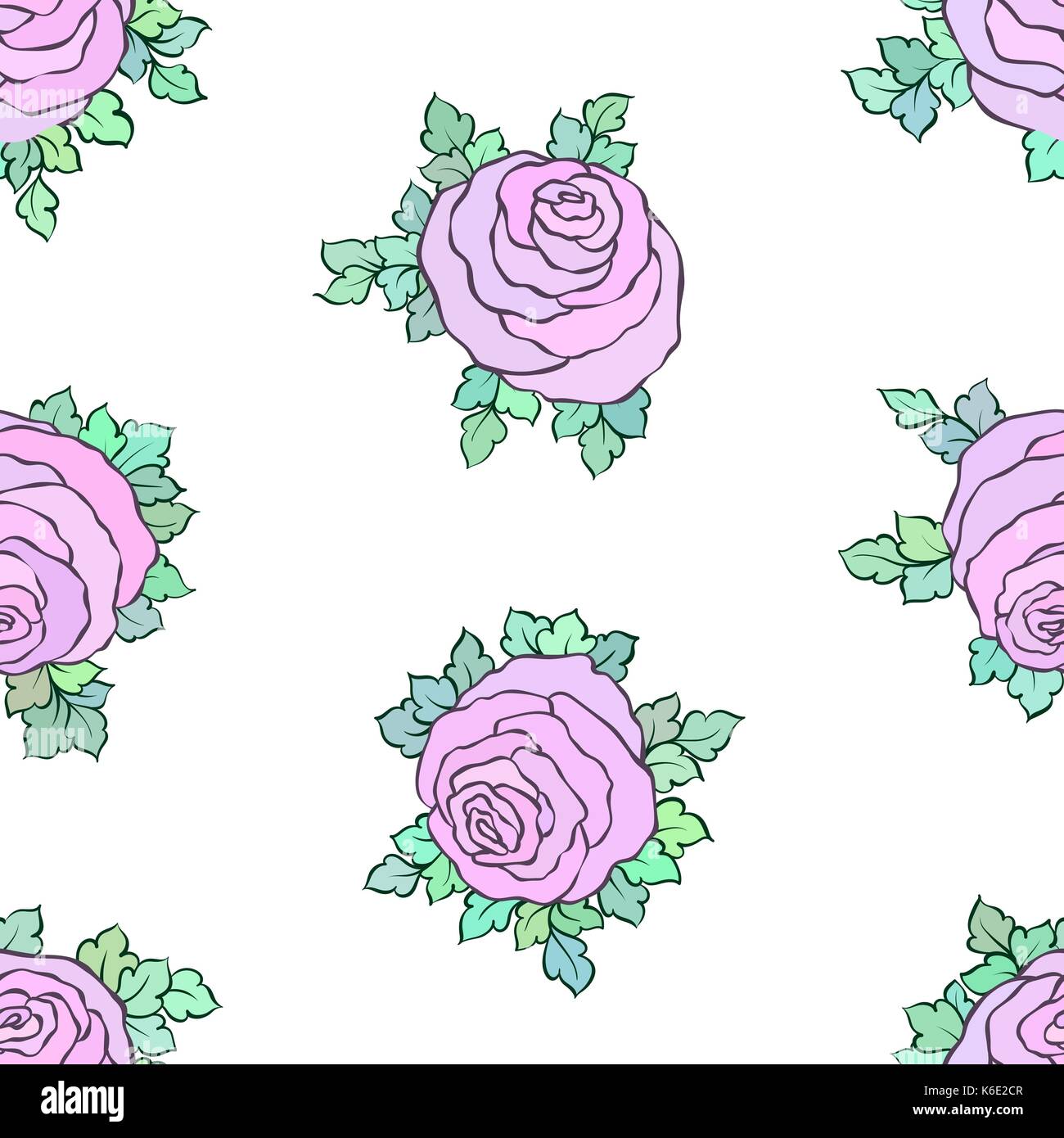 Floral decorative colorful bright wallpaper with cute roses, seamless ...