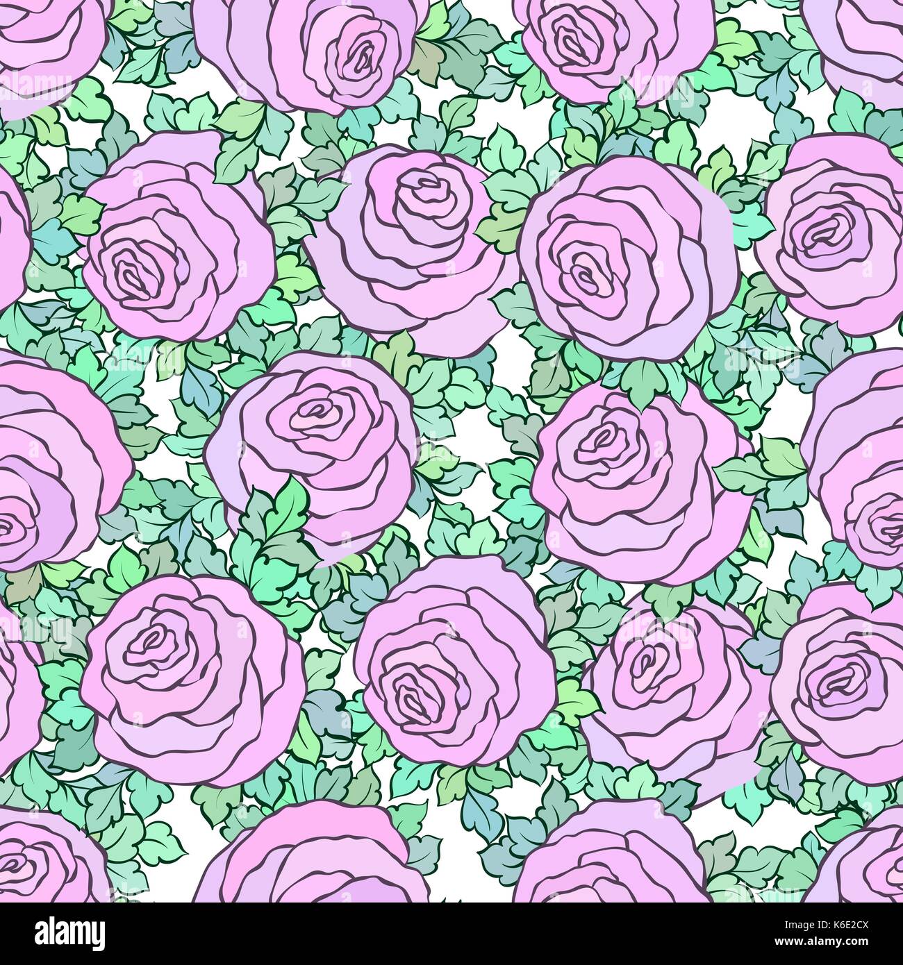 Floral decorative colorful bright wallpaper with cute roses, seamless ...