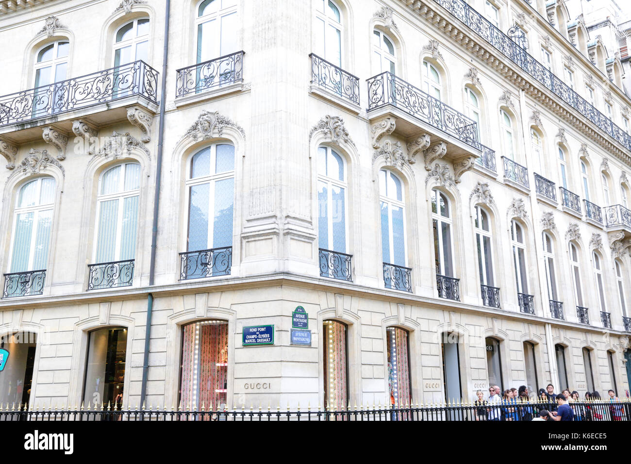 Paris France Luxury Branded Shops In Typical Haussmann Palaces And 