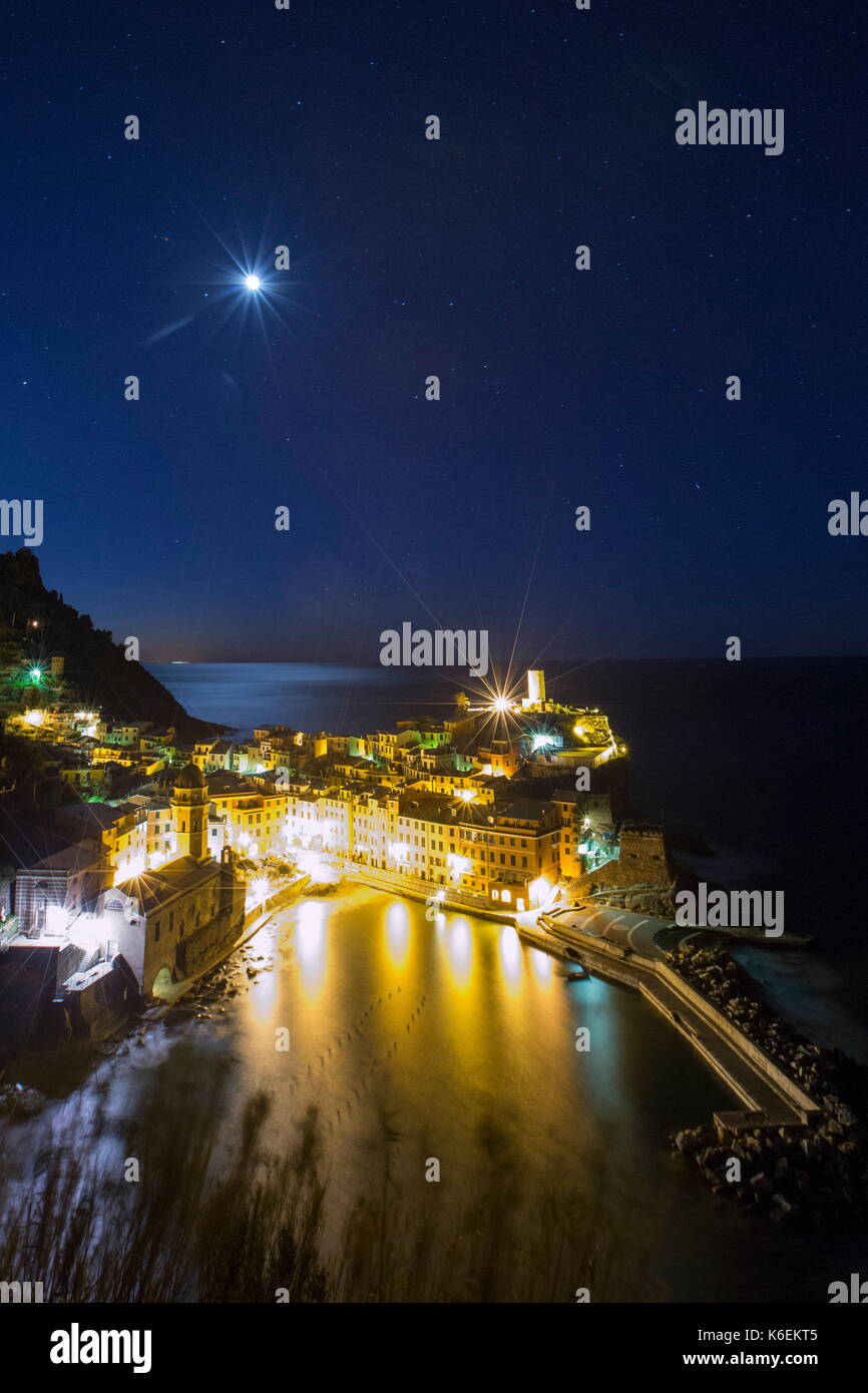 Night view of Vernazza, Liguria, Italy Stock Photo