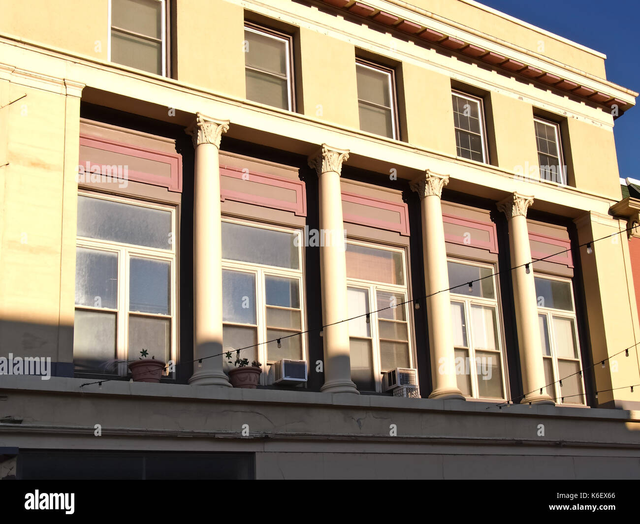 building facade in downtown Geneva, New York in early morning Stock