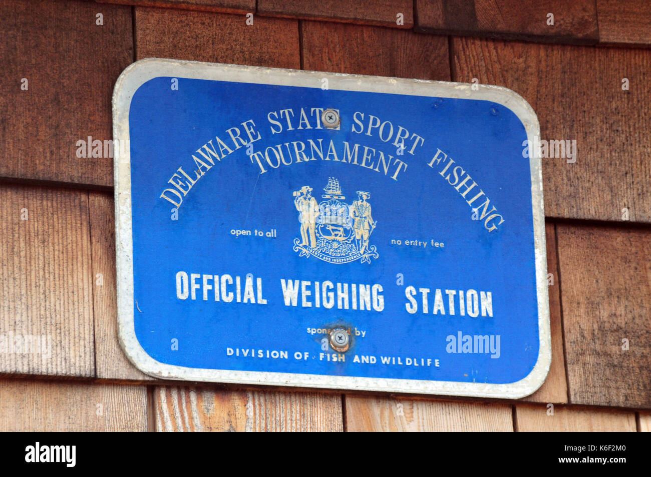 Delaware State Sport Fishing Tournament Official Weigh Station Sign Stock Photo
