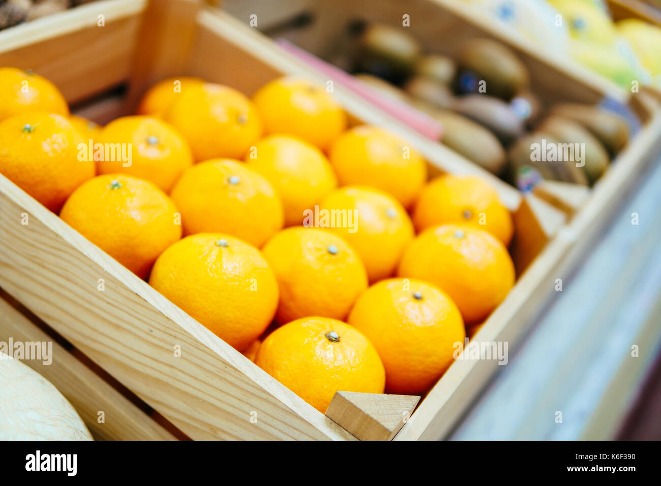 Oranges For Sale In Fruit Market Stock Photo