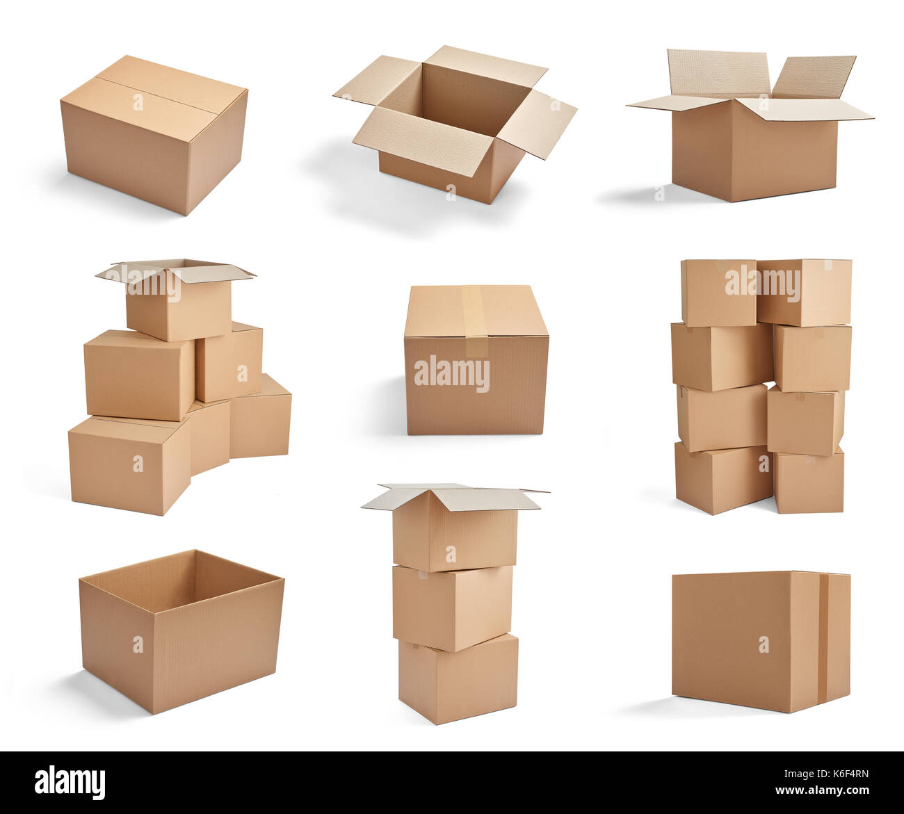 collection of various cardboard boxes on white background Stock Photo ...