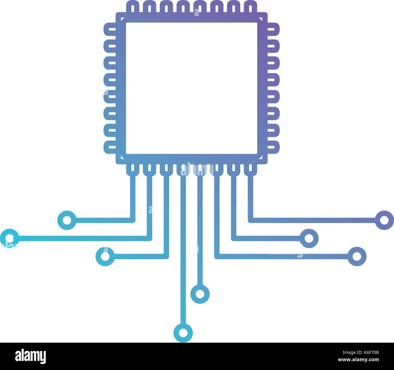 cpu microprocessor icon in color gradient silhouette from purple to ...