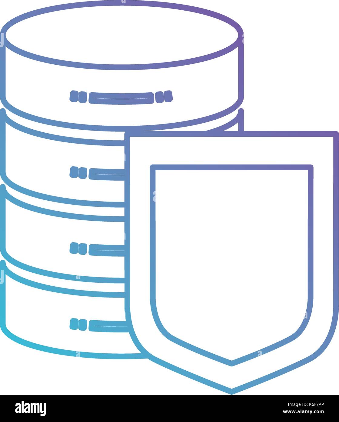 server hosting storage and protection shield icon in color gradient silhouette from purple to blue Stock Vector