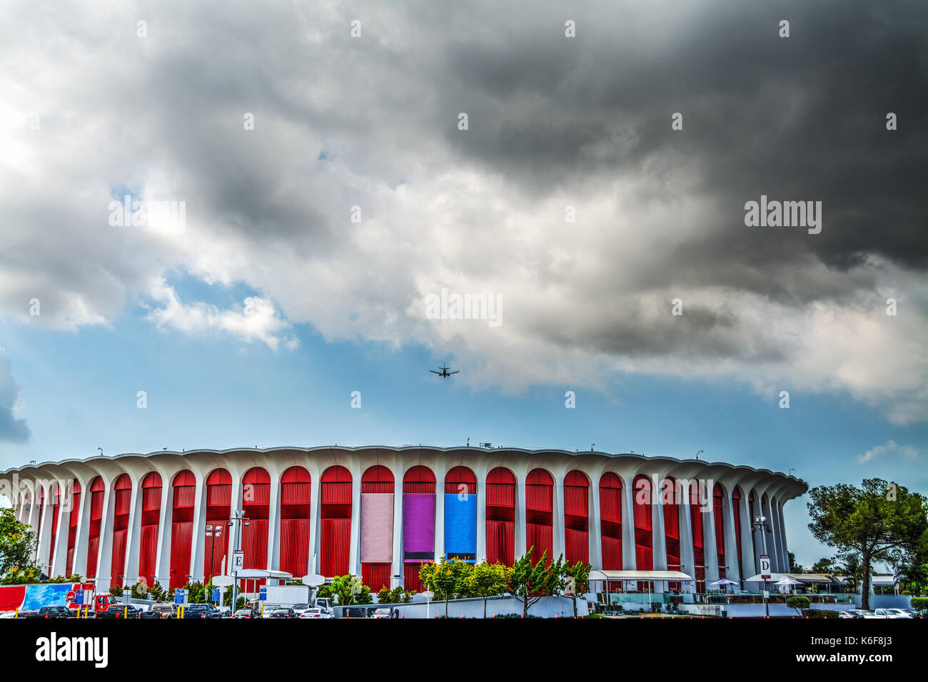 Clouds over Great Western Forum in Inglewood, California Stock Photo