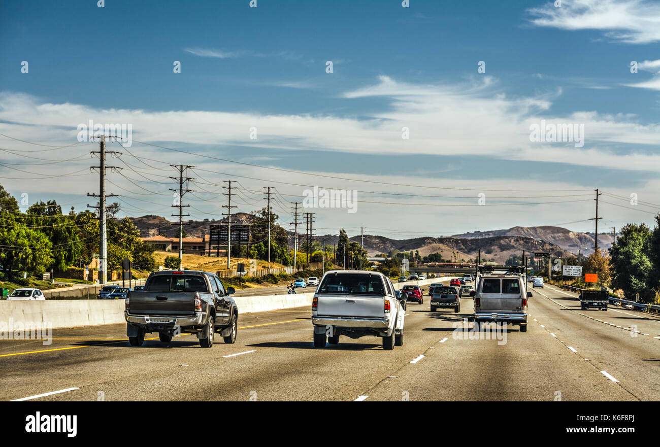 Traffic on 101 freeway northbound. California, USA Stock Photo Alamy