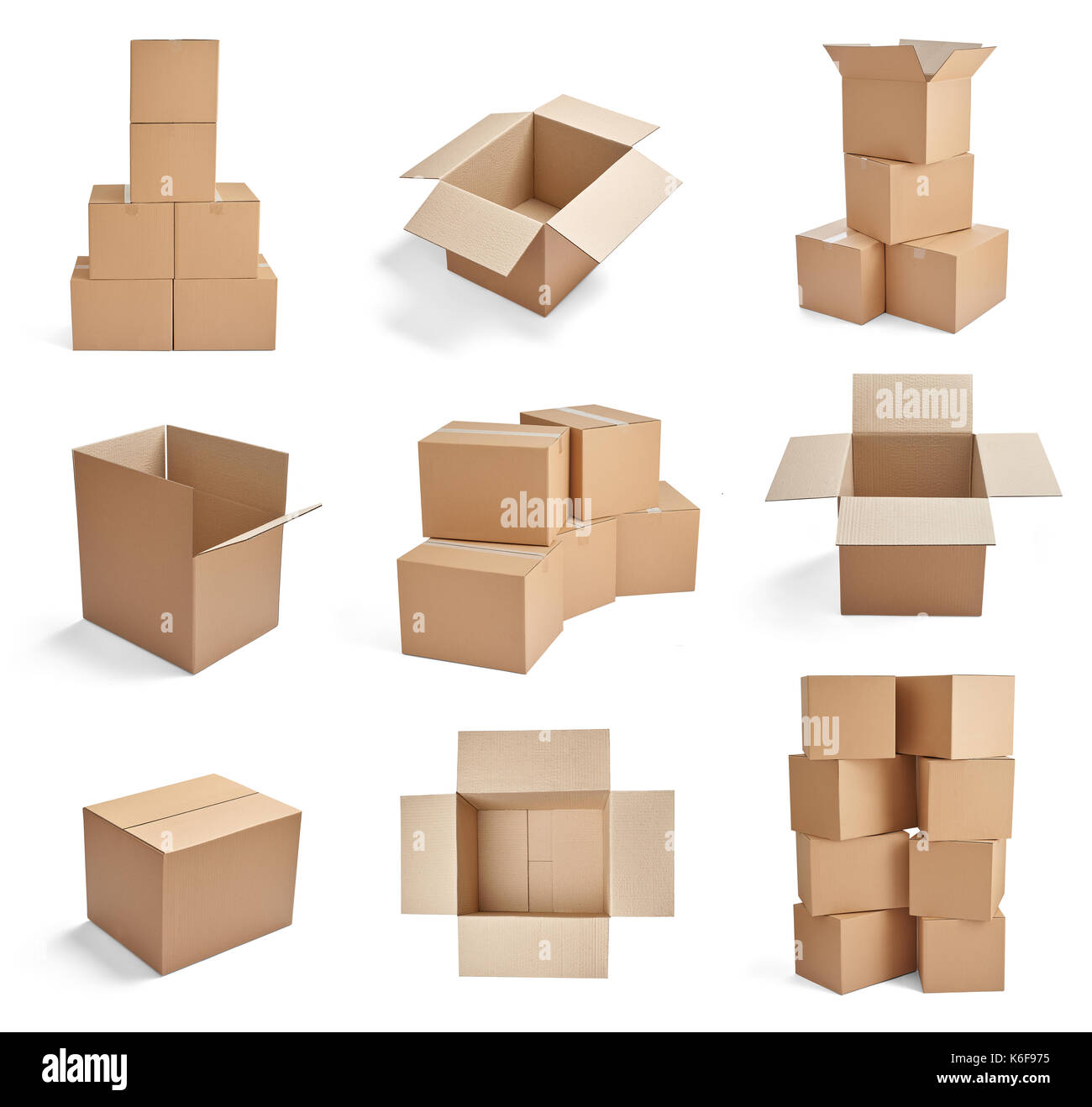 collection of various cardboard boxes on white background Stock Photo ...