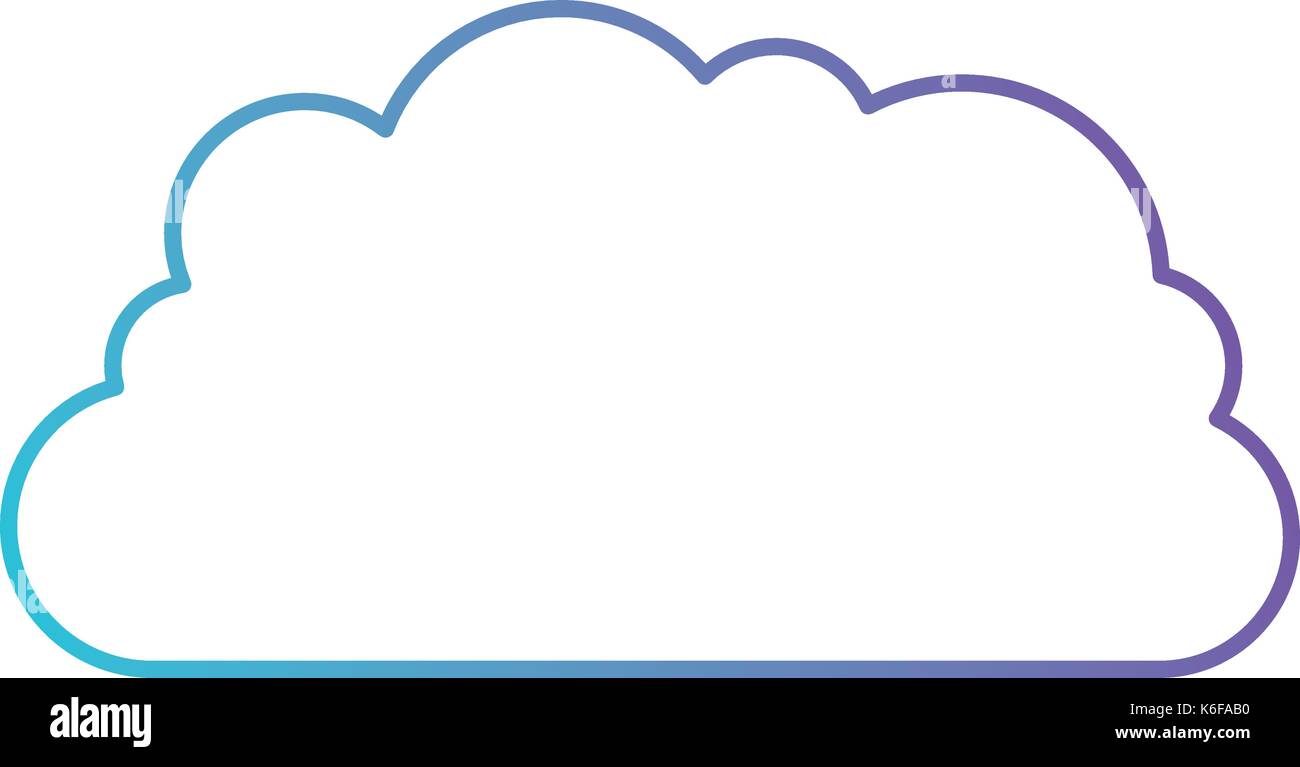 cloud storage data service icon in color gradient silhouette from purple to blue Stock Vector