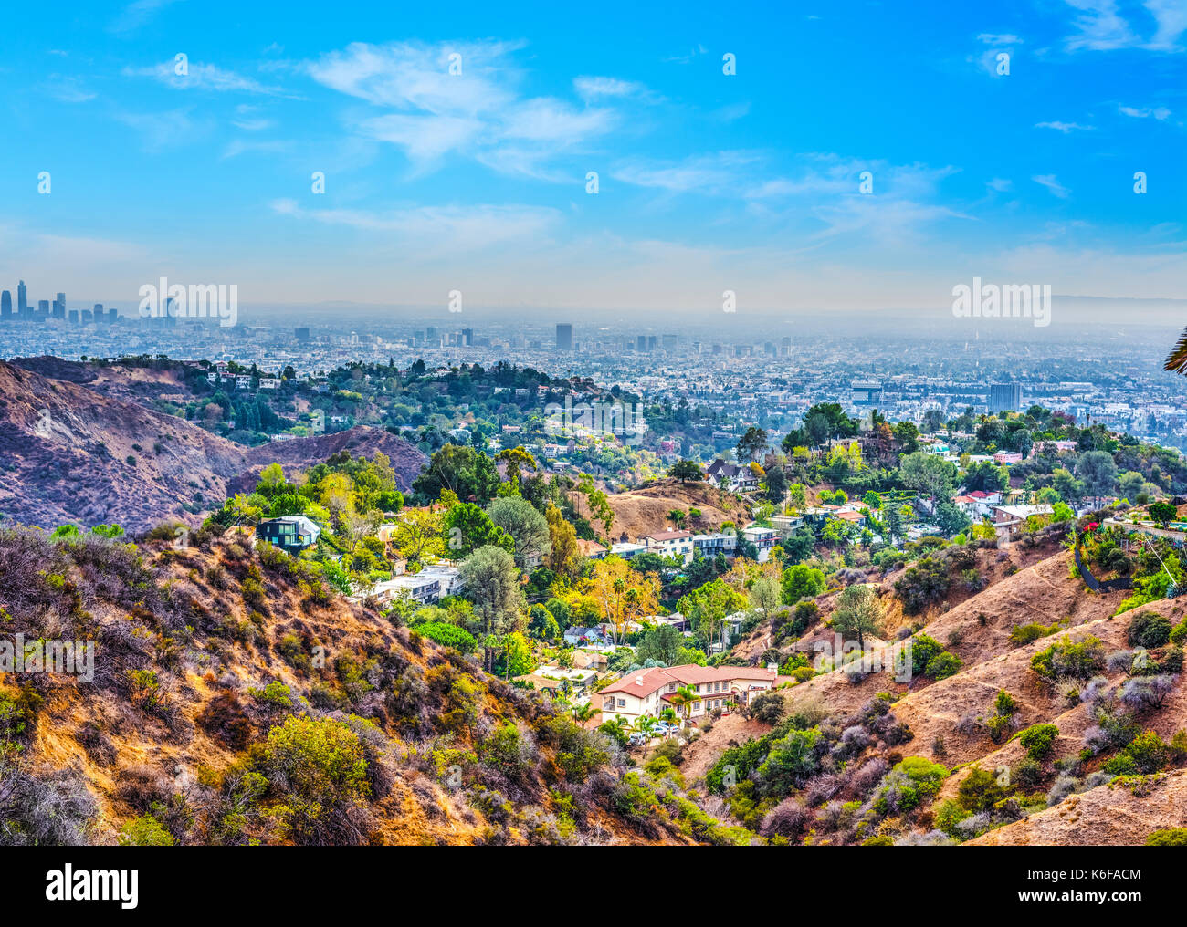 Beachwood canyon on a clear day. Los Angeles, California Stock Photo ...