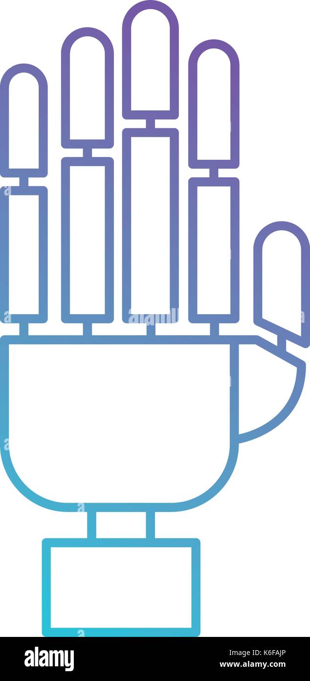 robot hand icon in color gradient silhouette from purple to blue Stock ...